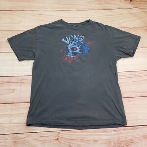 VINTAGE Vans Shirt Mens Large Gray Blue Skull Short Sleeve Skateboarding Tee L